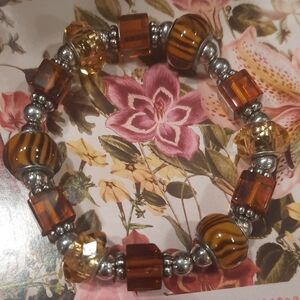 Elegant Amber and Silver Beaded Bracelet